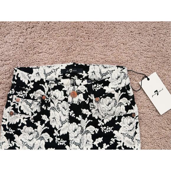 NWT 7 For All Mankind High Rise Skinny Jeans White Rose Jacquard 24 Feminine - Picture 6 of 9